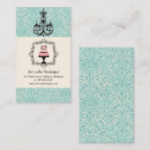 Cake Boutique Fancy Blauwgroen Damask Visitekaartj Visitekaartje (Voorkant / Achterkant)
