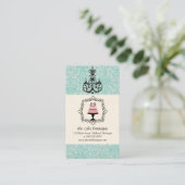 Cake Boutique Fancy Blauwgroen Damask Visitekaartj Visitekaartje (Staand voorkant)