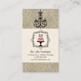 Cake Boutique Fancy Taupe Damask Visitekaartjes