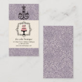 Cake Boutique Fancy Violet Damask Visitekaartjes (Voorkant / Achterkant)
