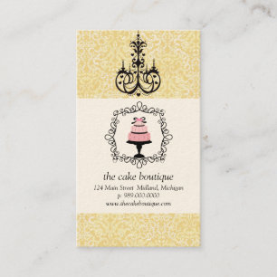 Cake Boutique Fancy Yellow Damask Visitekaartjes