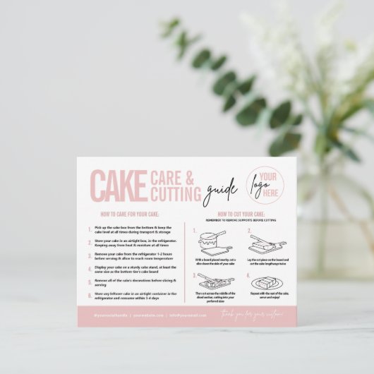 Cake Care & Cutting Guide V2, Cake Serving Guide Bedankkaart (Staand voorkant)