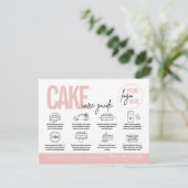 Cake Care Guide Kaart, Cake Care Instructies Bedankkaart (Staand voorkant)