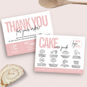 Cake Care Guide Kaart, Cake Care Instructies Bedankkaart