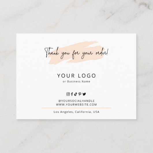 Cake Care Instructies Licht zacht beige Waterverf Visitekaartje (Achterkant)