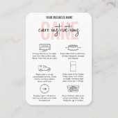 Cake Care Instructies Modern Blush Pink Bakkerij Visitekaartje (Voorkant)