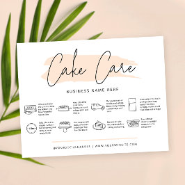 Cake Care Instructies Pastel Beige Waterverf Bedankkaart