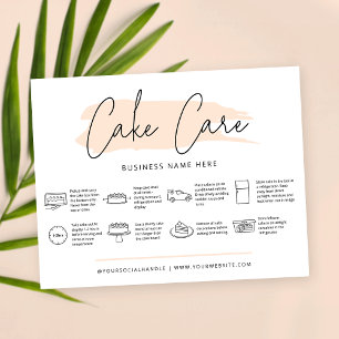 Cake Care Instructies Pastel Beige Waterverf Bedankkaart