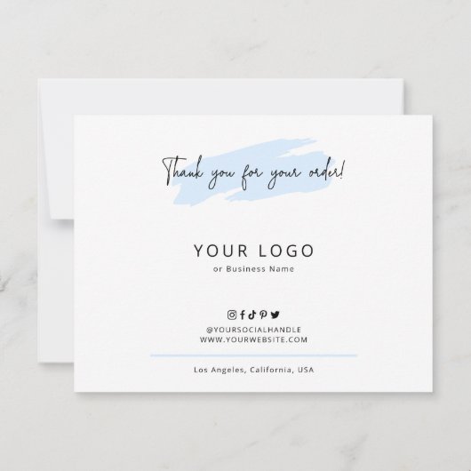 Cake Care Instructies Pastel Blue Waterverf Bedankkaart (Achterkant)