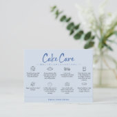Cake Care Instructions Blue Minimalist Bedankkaart (Staand voorkant)