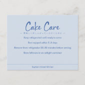 Cake Care Instructions Blue Simple Text Bedankkaart (Voorkant)