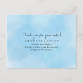 Cake Care Instructions Blue Simple Watercolor Bedankkaart (Achterkant)