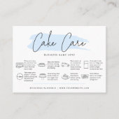 Cake Care Instructions Guide Lichtblauwe Waterverf Visitekaartje (Voorkant)