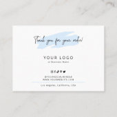 Cake Care Instructions Guide Lichtblauwe Waterverf Visitekaartje (Achterkant)