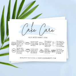 Cake Care Instructions Guide Lichtblauwe Waterverf Visitekaartje