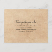 Cake Care Instructions Kraft Simple Text Bedankkaart (Achterkant)