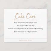 Cake Care Instructions Kraft Simple Text Bedankkaart (Voorkant)