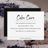 Cake Care Instructions Minimalist Text Bedankkaart