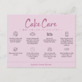 Cake Care Instructions Pink Minimalist Bedankkaart (Voorkant)