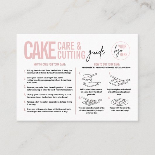 Cake Care & Snijgids, Cake Serving Guide Visitekaartje (Voorkant)