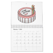 Cake cartoon illustratie kalender (Feb 2026)