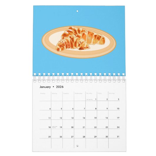Cake cartoon illustratie kalender (Jan 2026)