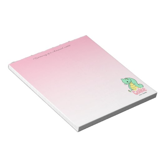 Cake (Cat + Snake) Pink Notepad Notitieblok (Schuin)