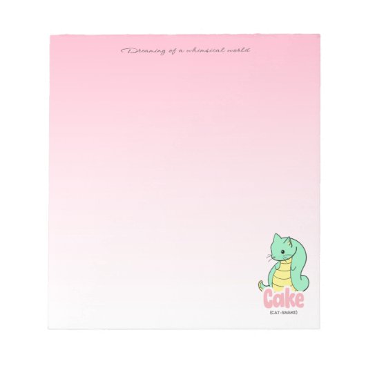 Cake (Cat + Snake) Pink Notepad Notitieblok (Voorkant)