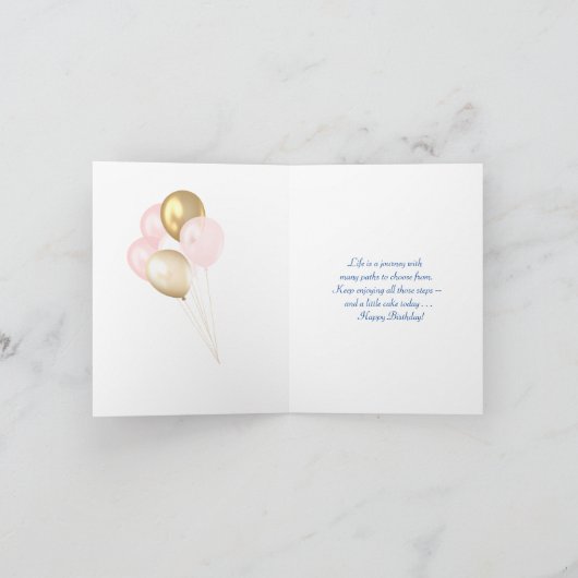 Cake Cat Young Girl Combine voor een gelukkige ver Kaart (Binnen)