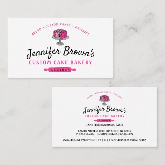 Cake Catering Bakery Pastry Chef Visitekaartje (Voorkant / Achterkant)