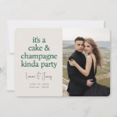 Cake Champagne Fun Typografie Groene Trouw Save The Date (Voorkant)