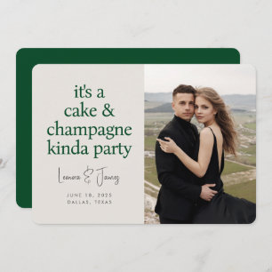 Cake Champagne Fun Typography Green Wedding Save The Date