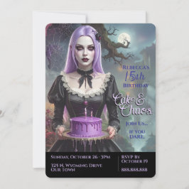 Cake & Chaos, Paarse Gothic Teen Girl Verjaardag Kaart