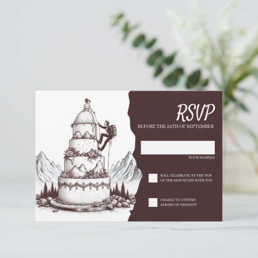 Cake Climbers Huwelijk RSVP Kaartje (Staand voorkant)