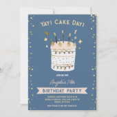 Cake Dag Vrolijke Verjaardag Jong Tiener Roze Goud Kaart (Voorkant)