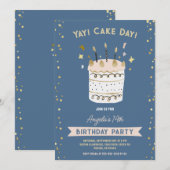 Cake Dag Vrolijke Verjaardag Jong Tiener Roze Goud Kaart (Voorkant / Achterkant)