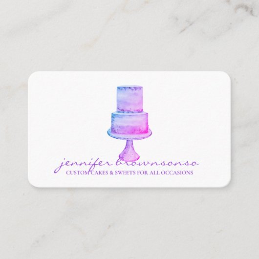 Cake Decor Eenvoudig gebak roze paarse Visitekaartje (Voorkant)