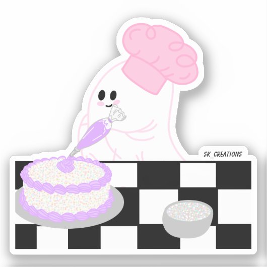 Cake Decorating Ghost Sticker (Voorkant)