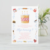Cake Decoration Invitation - Baking Birthday Party Kaart (Staand voorkant)