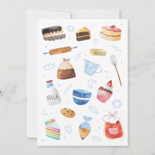 Cake Decoration Invitation - Baking Birthday Party Kaart (Achterkant)