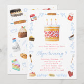 Cake Decoration Invitation - Baking Birthday Party Kaart (Voorkant / Achterkant)