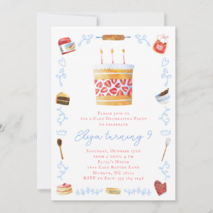 Cake Decoration Invitation - Baking Birthday Party Kaart