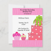 Cake Decorting Birthday Party Invitation Kaart (Voorkant)