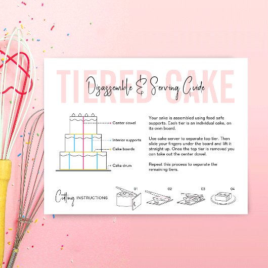 Cake demonteren & serveren gids Blush roze bakkeri Bedankkaart