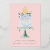 Cake Dessert Blush Pink Baby shower Folie Uitnodiging (Voorkant)