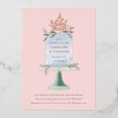 Cake Dessert Blush Pink Vrijgezellenfeest Folie Uitnodiging (Voorkant)