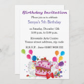 Cake en ballonnen verjaardagsuitnodiging kaart (Voorkant / Achterkant)