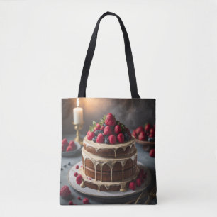 Cake en bessen Foodie bakkers boodschappentas Tote Bag