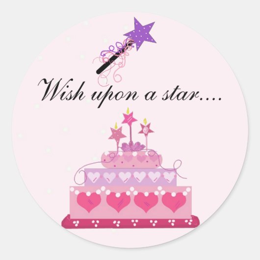  Cake en sterren met Gezegde Ronde Sticker (Voorkant)