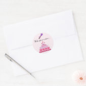  Cake en sterren met Gezegde Ronde Sticker (Envelop)